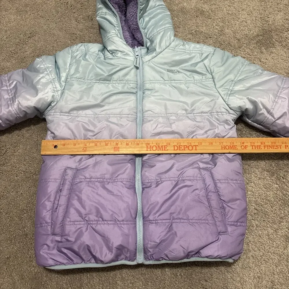 Eddie Bauer Kids Ombre Puffer Jacket L (14/16) Fleece Blue Purple Reversible